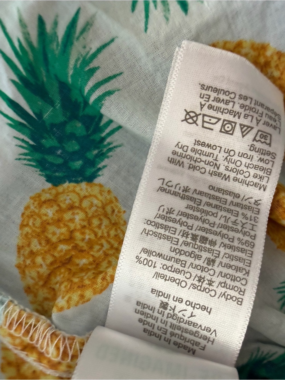 J.Crew Smocked Pineapple Print Peplum Tie-Shoulder Tank Top 3X - Picture 5 of 8
